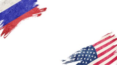 Beyaz Arkaplanda Rusya ve Usa Bayrakları